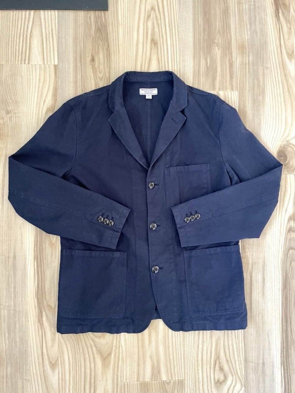 Wallace & Barnes Linen Blend Chore Coat Jacket Blazer Navy Blue size 42R
